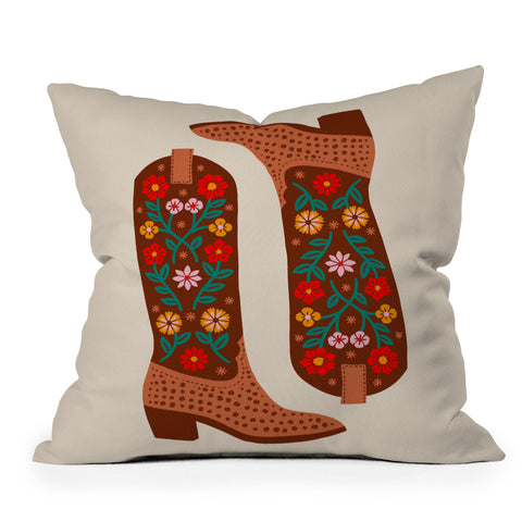 Jessica Molina Cowgirl Boots Bright Multicolor Throw Pillow