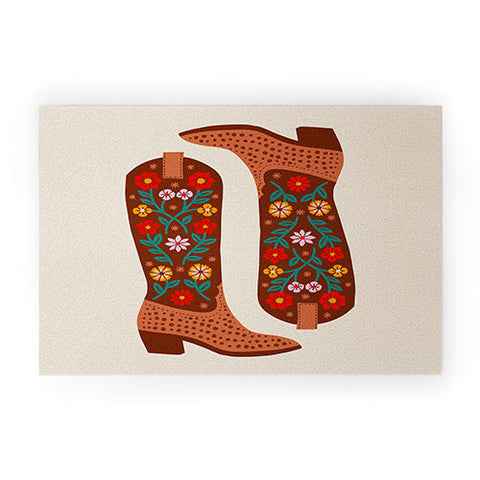 Jessica Molina Cowgirl Boots Bright Multicolor Welcome Mat