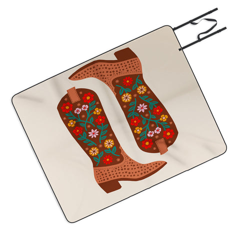 Jessica Molina Cowgirl Boots Bright Multicolor Picnic Blanket