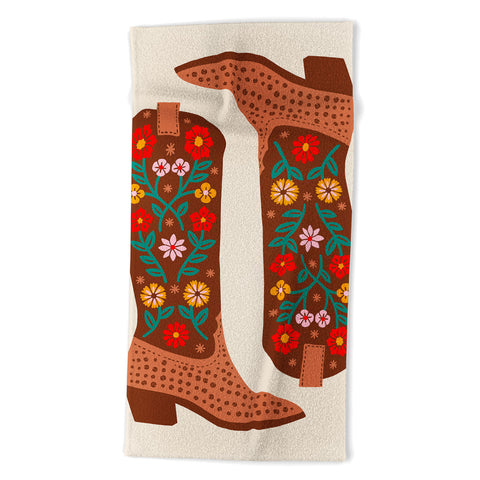 Jessica Molina Cowgirl Boots Bright Multicolor Beach Towel
