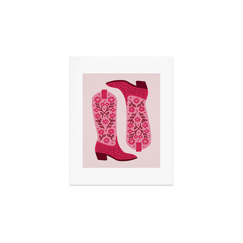 Jessica Molina Cowgirl Boots Hot Pink Art Print