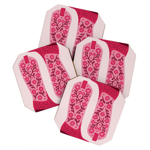 Jessica Molina Cowgirl Boots Hot Pink Coaster Set