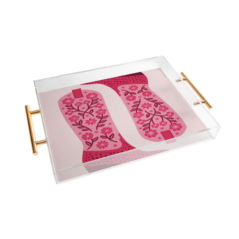 Jessica Molina Cowgirl Boots Hot Pink Acrylic Tray