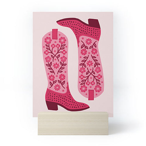 Jessica Molina Cowgirl Boots Hot Pink Mini Art Print