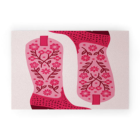 Jessica Molina Cowgirl Boots Hot Pink Welcome Mat