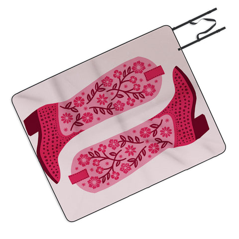 Jessica Molina Cowgirl Boots Hot Pink Picnic Blanket
