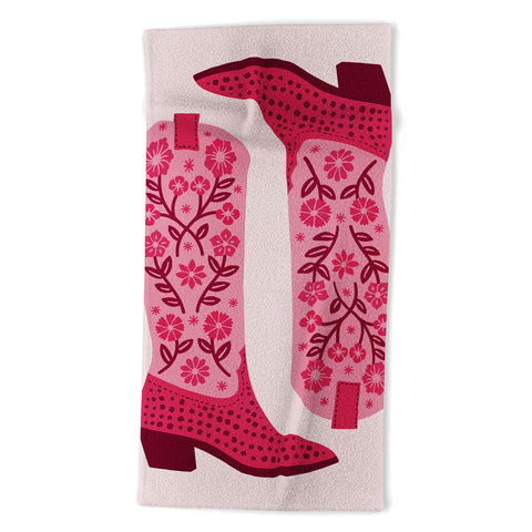 Jessica Molina Cowgirl Boots Hot Pink Beach Towel