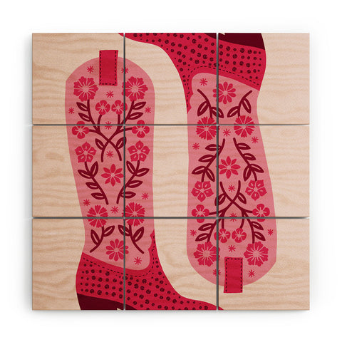Jessica Molina Cowgirl Boots Hot Pink Wood Wall Mural