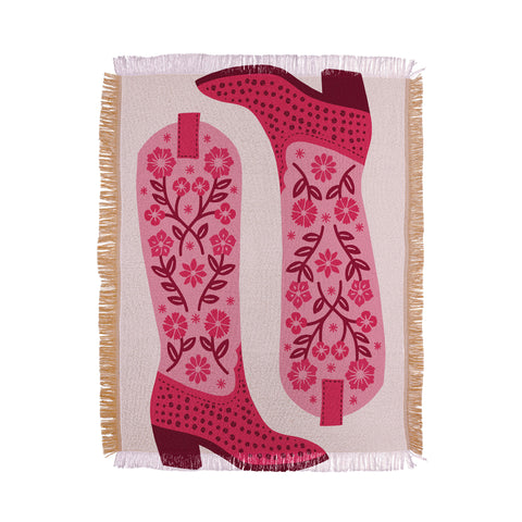Jessica Molina Cowgirl Boots Hot Pink Throw Blanket