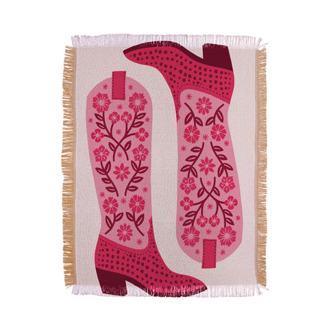 Jessica Molina Cowgirl Boots Hot Pink Throw Blanket