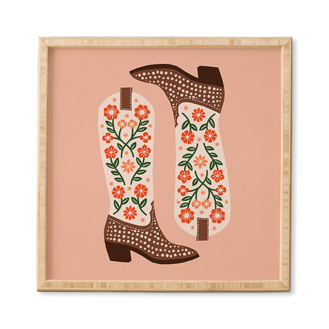 Jessica Molina Cowgirl Boots Orange and Green Framed Wall Art