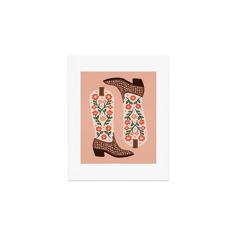 Jessica Molina Cowgirl Boots Orange and Green Art Print