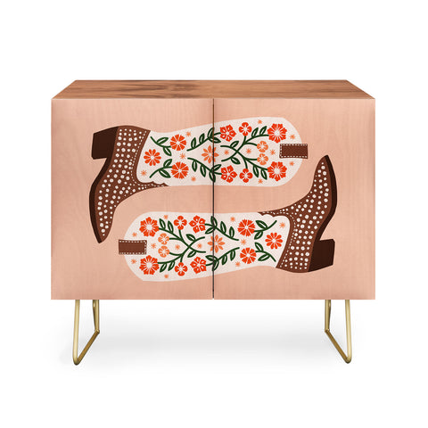 Jessica Molina Cowgirl Boots Orange and Green Credenza