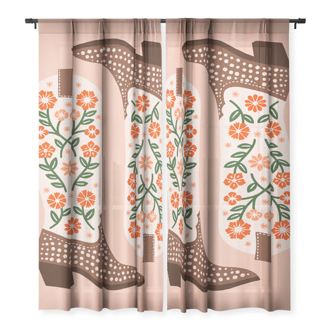 Jessica Molina Cowgirl Boots Orange and Green Sheer Non Repeat