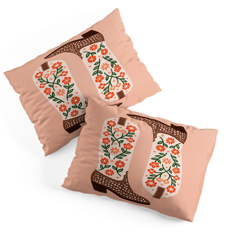 Jessica Molina Cowgirl Boots Orange and Green Pillow Shams