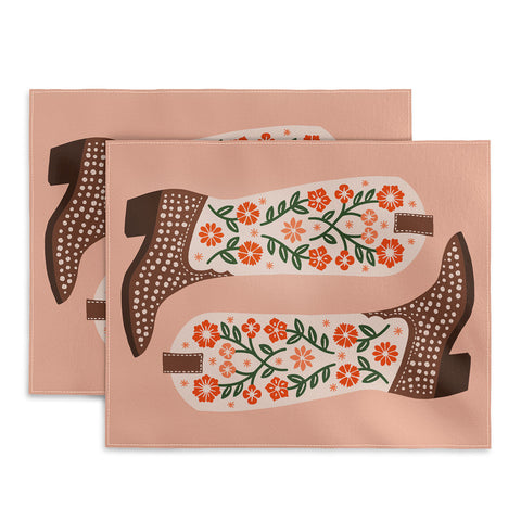 Jessica Molina Cowgirl Boots Orange and Green Placemat