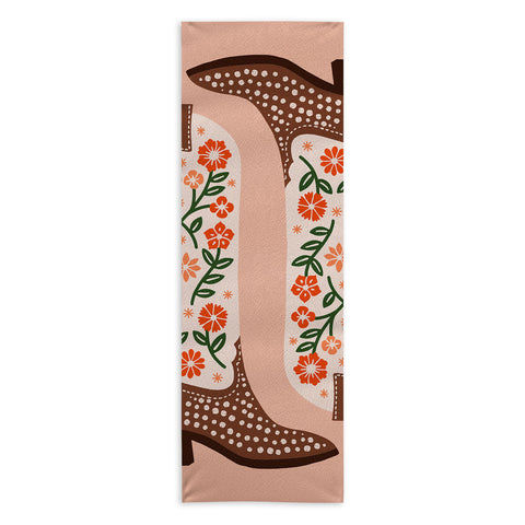 Jessica Molina Cowgirl Boots Orange and Green Yoga Towel