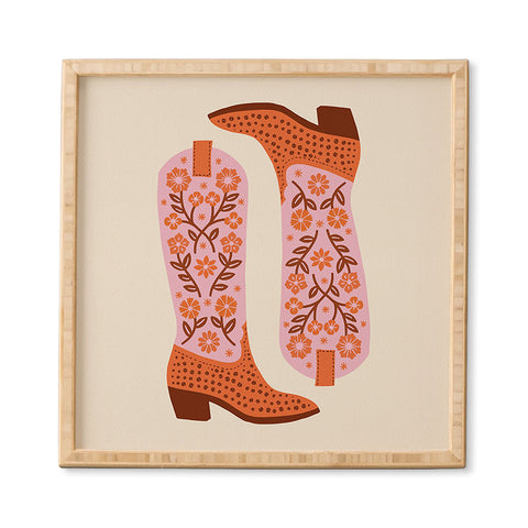 Jessica Molina Cowgirl Boots Pink and Orange Framed Wall Art