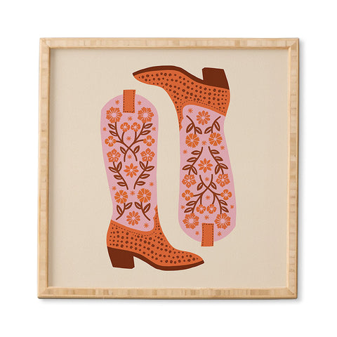 Jessica Molina Cowgirl Boots Pink and Orange Framed Wall Art