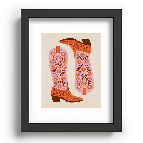 Jessica Molina Cowgirl Boots Pink and Orange Recessed Framing Rectangle