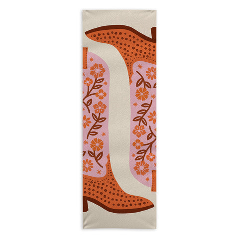 Jessica Molina Cowgirl Boots Pink and Orange Yoga Towel