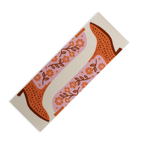 Jessica Molina Cowgirl Boots Pink and Orange Yoga Mat