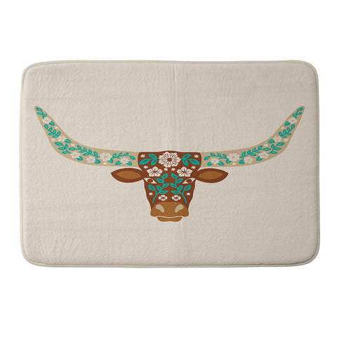 Jessica Molina Floral Longhorn Brown and Turquoise Memory Foam Bath Mat