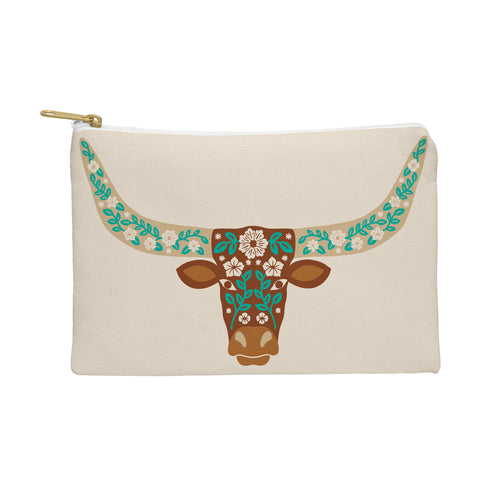 Jessica Molina Floral Longhorn Brown and Turquoise Pouch