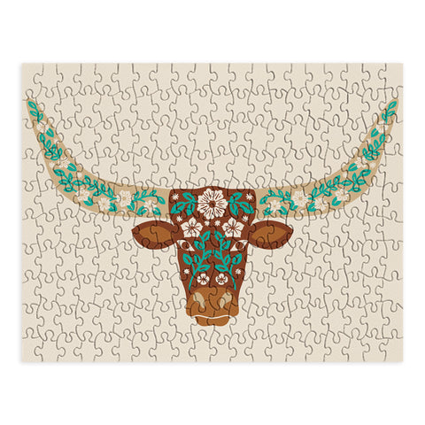 Jessica Molina Floral Longhorn Brown and Turquoise Puzzle