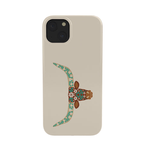 Jessica Molina Floral Longhorn Brown and Turquoise Phone Case