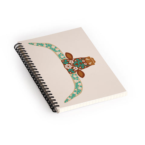 Jessica Molina Floral Longhorn Brown and Turquoise Spiral Notebook