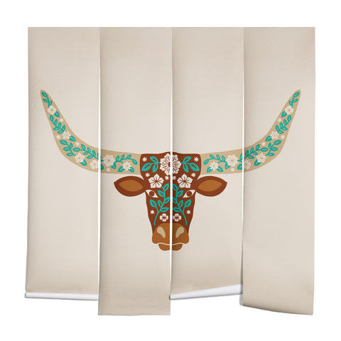 Jessica Molina Floral Longhorn Brown and Turquoise Wall Mural