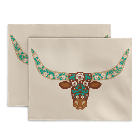 Jessica Molina Floral Longhorn Brown and Turquoise Placemat