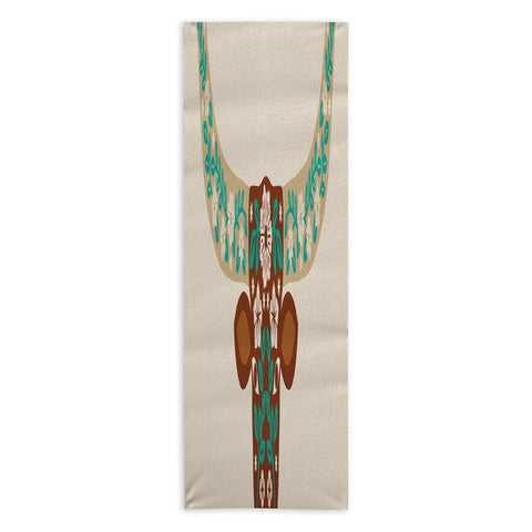 Jessica Molina Floral Longhorn Brown and Turquoise Yoga Towel