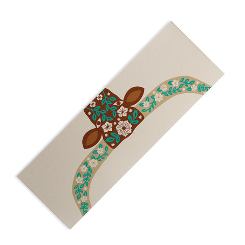 Jessica Molina Floral Longhorn Brown and Turquoise Yoga Mat