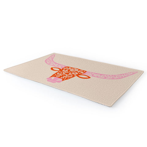 Jessica Molina Floral Longhorn Pink and Orange Area Rug