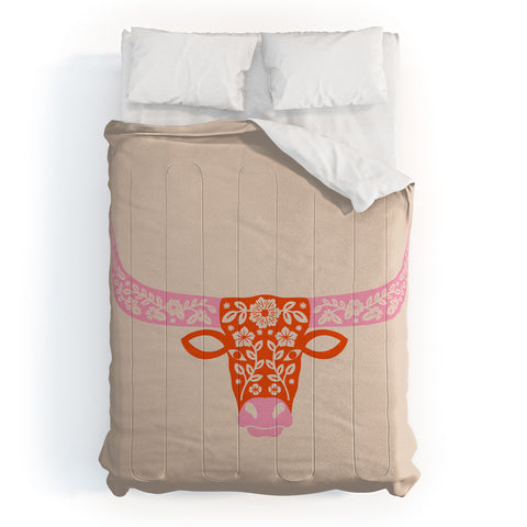 Jessica Molina Floral Longhorn Pink and Orange Comforter
