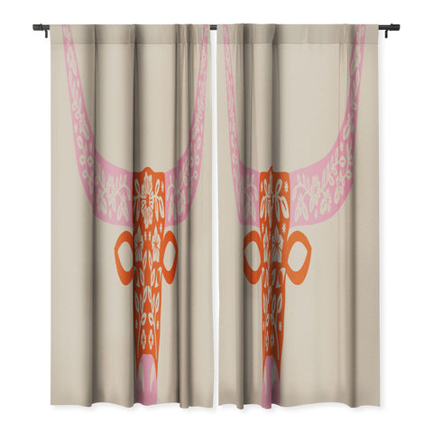 Jessica Molina Floral Longhorn Pink and Orange Blackout Non Repeat