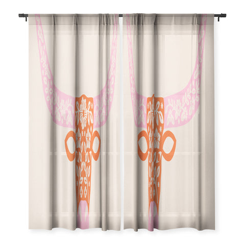 Jessica Molina Floral Longhorn Pink and Orange Sheer Non Repeat