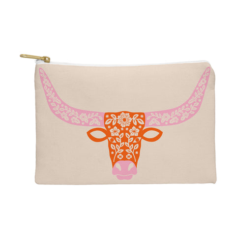 Jessica Molina Floral Longhorn Pink and Orange Pouch