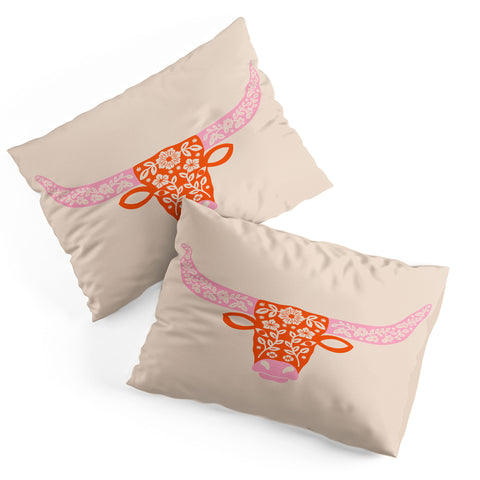 Jessica Molina Floral Longhorn Pink and Orange Pillow Shams