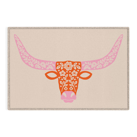 Jessica Molina Floral Longhorn Pink and Orange Outdoor Rug