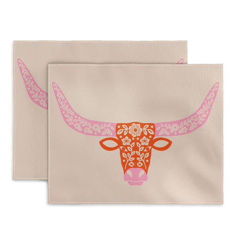 Jessica Molina Floral Longhorn Pink and Orange Placemat