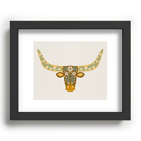 Jessica Molina Floral Longhorn Yellow and Blue Recessed Framing Rectangle