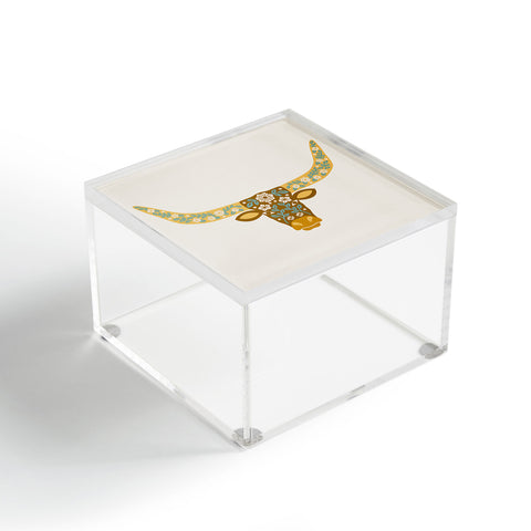 Jessica Molina Floral Longhorn Yellow and Blue Acrylic Box
