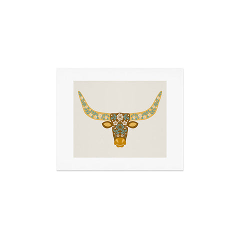Jessica Molina Floral Longhorn Yellow and Blue Art Print