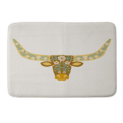 Jessica Molina Floral Longhorn Yellow and Blue Memory Foam Bath Mat
