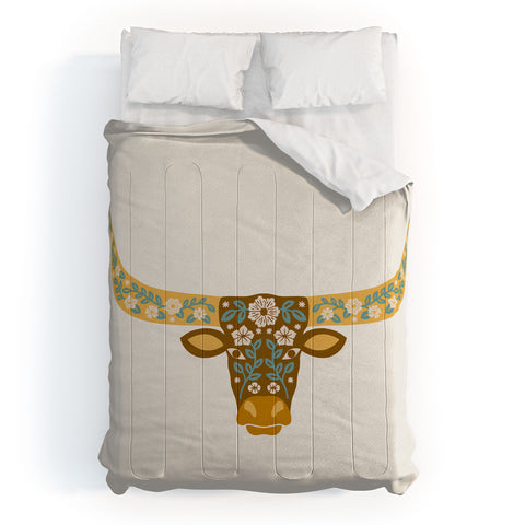 Jessica Molina Floral Longhorn Yellow and Blue Comforter