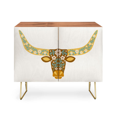Jessica Molina Floral Longhorn Yellow and Blue Credenza
