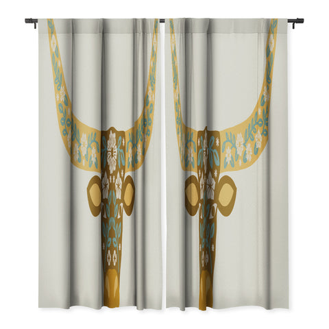 Jessica Molina Floral Longhorn Yellow and Blue Blackout Non Repeat